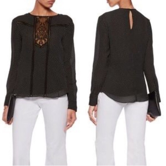 A.L.C. Tops - A.L.C. Black Polka Dot 100% Silk Jerry Blouse